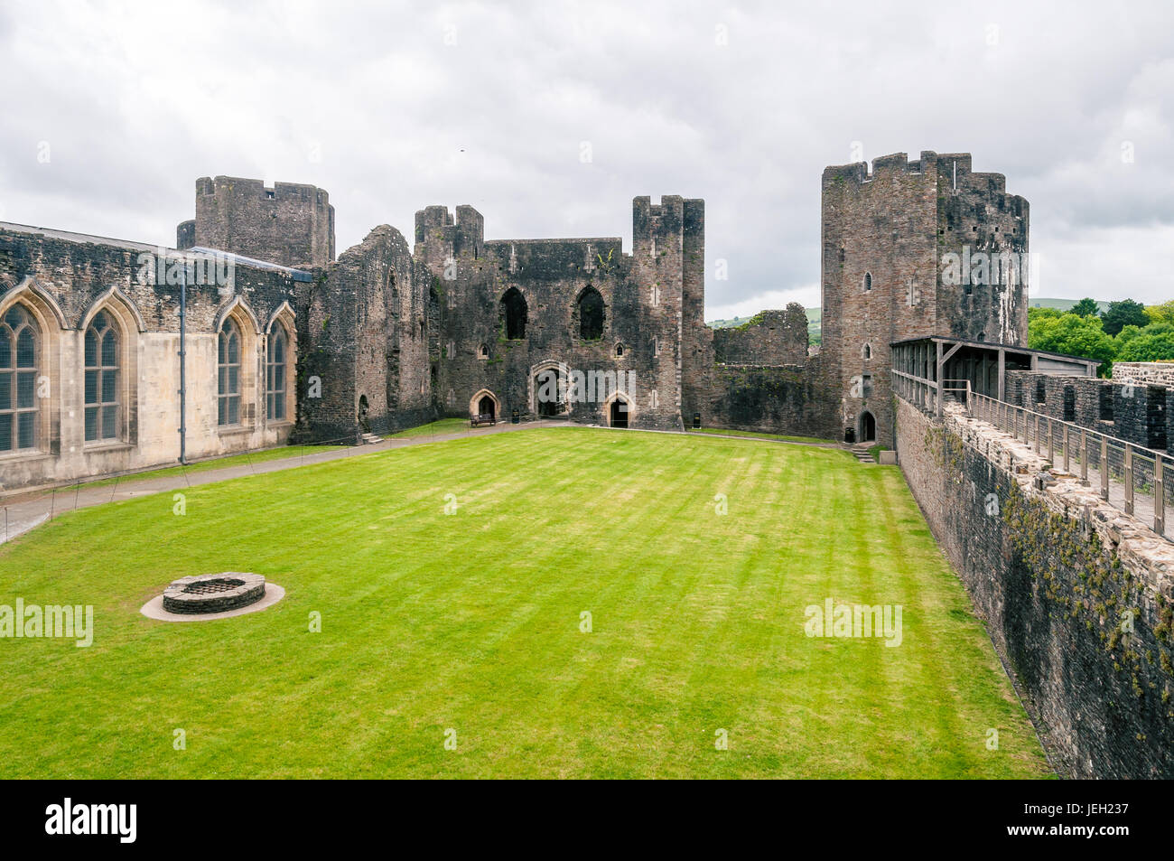 Castello di Caerphilly Foto Stock