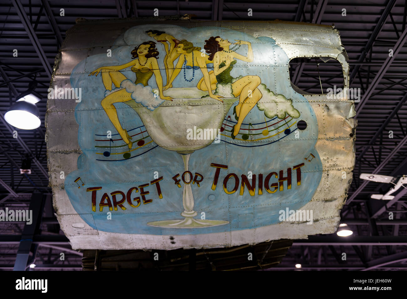 Oshkosh, WI - 3 Marzo 2017: un pezzo di naso arte dalla seconda guerra mondiale gli aeromobili dotati di obiettivo per stasera Foto Stock