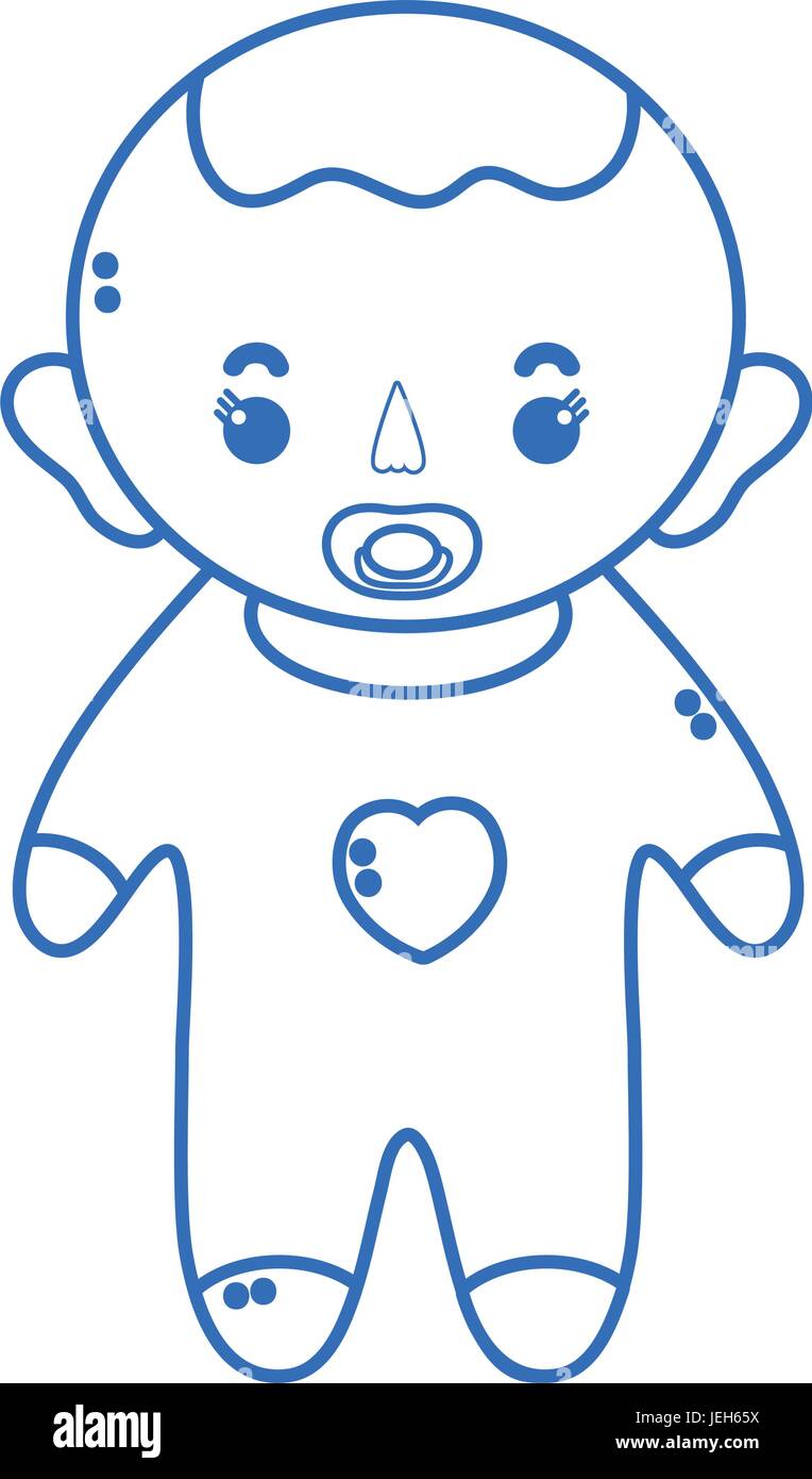 Silhouette baby boy con succhietto e acconciatura Illustrazione Vettoriale
