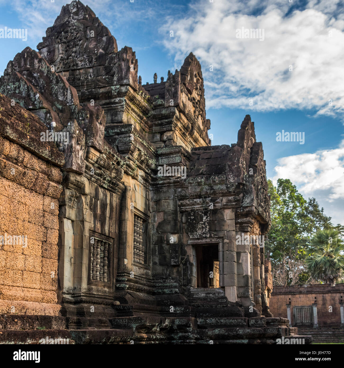 Tempio nel Parco Archeologico di Angkor; Siem Reap Provincia, Cambogia Foto Stock