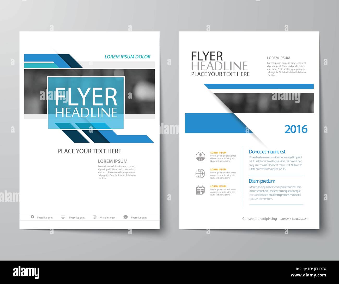 Blu relazione annuale brochure flyer design piatto modello Illustrazione Vettoriale