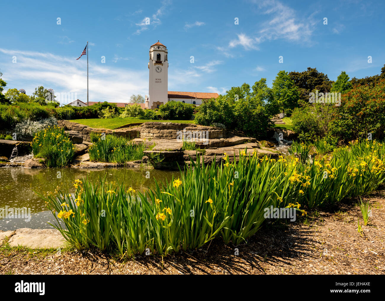 Giorno di estate a Boise City Park con bandiera e di deposito Foto Stock