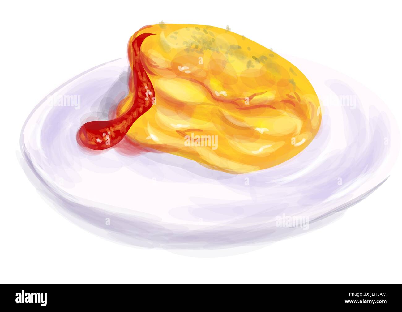 La frittata sul piatto isolato su sfondo di Pentecoste Illustrazione Vettoriale