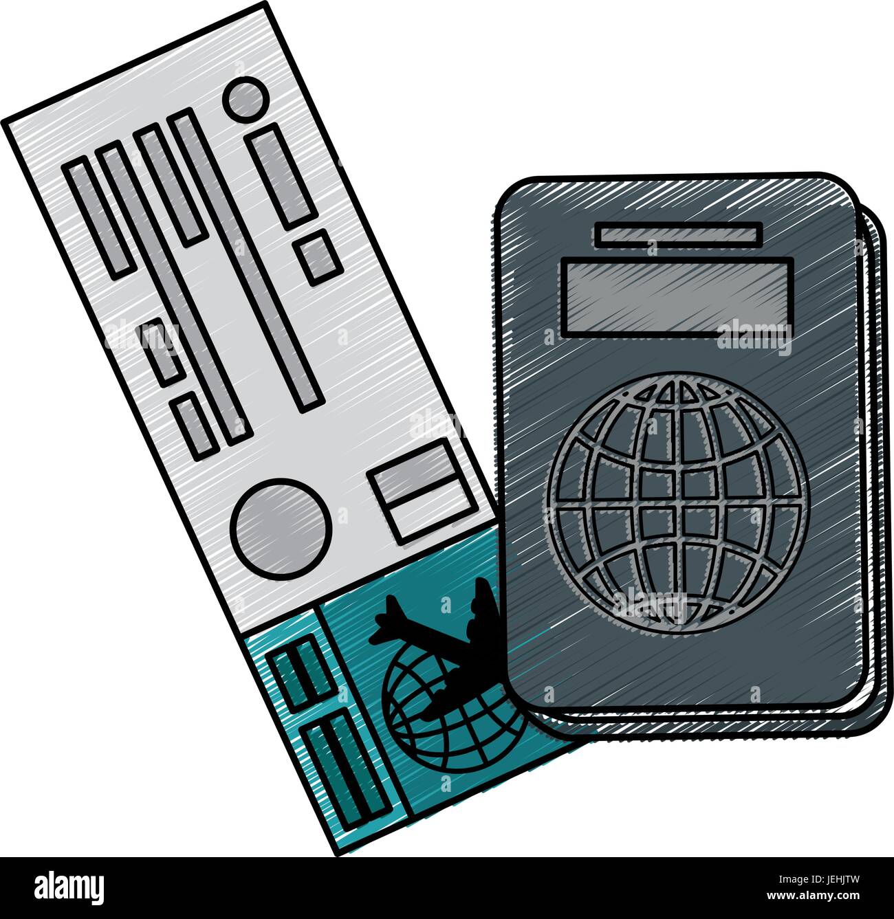 Passaporto e biglietto aereo icona sopra lo sfondo bianco illustrazione vettoriale Illustrazione Vettoriale