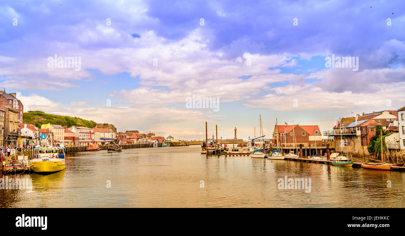 Whitby Harbour paesaggio York Regno Unito 2017 Foto Stock