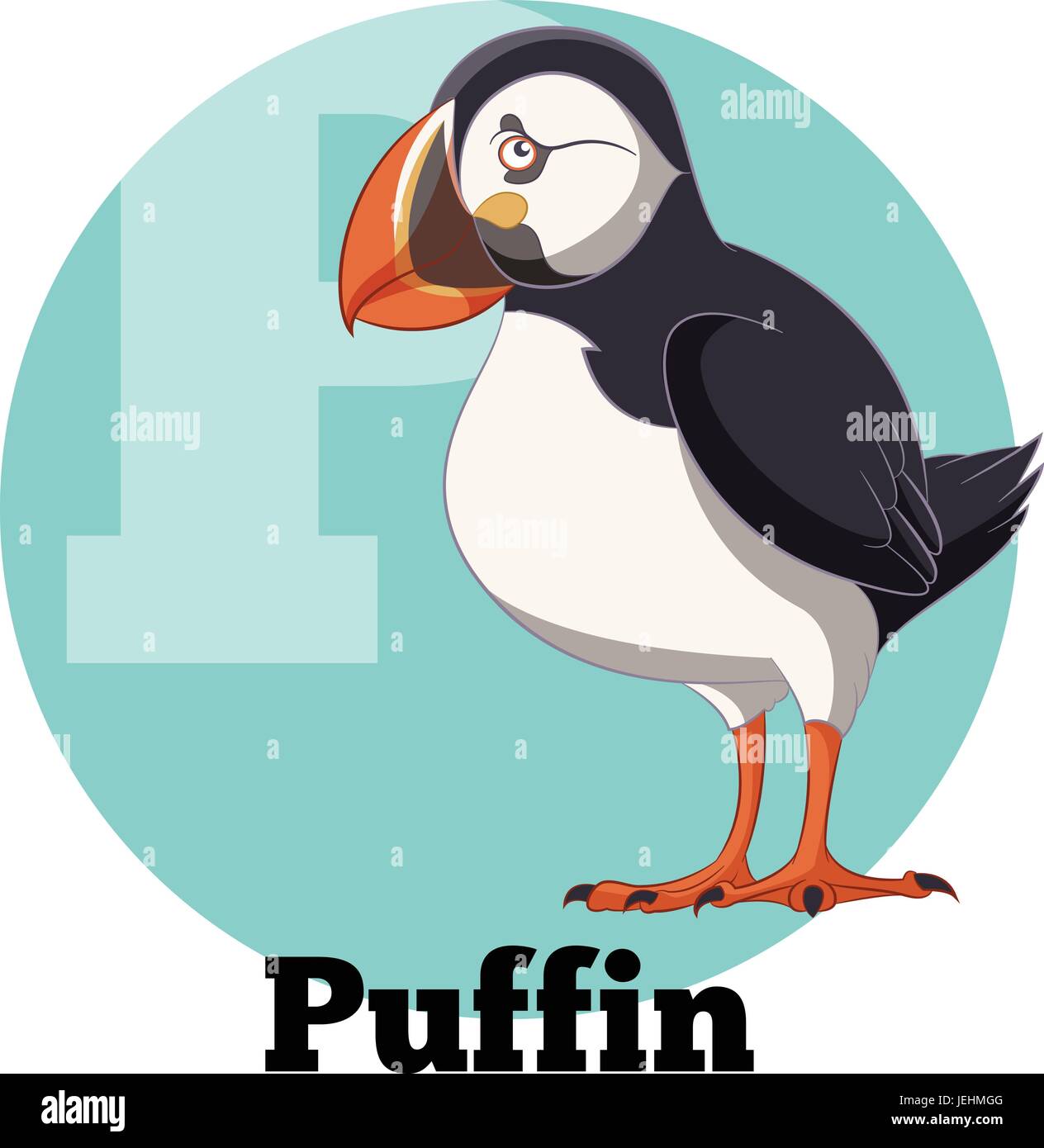 ABC Cartoon Puffin Illustrazione Vettoriale