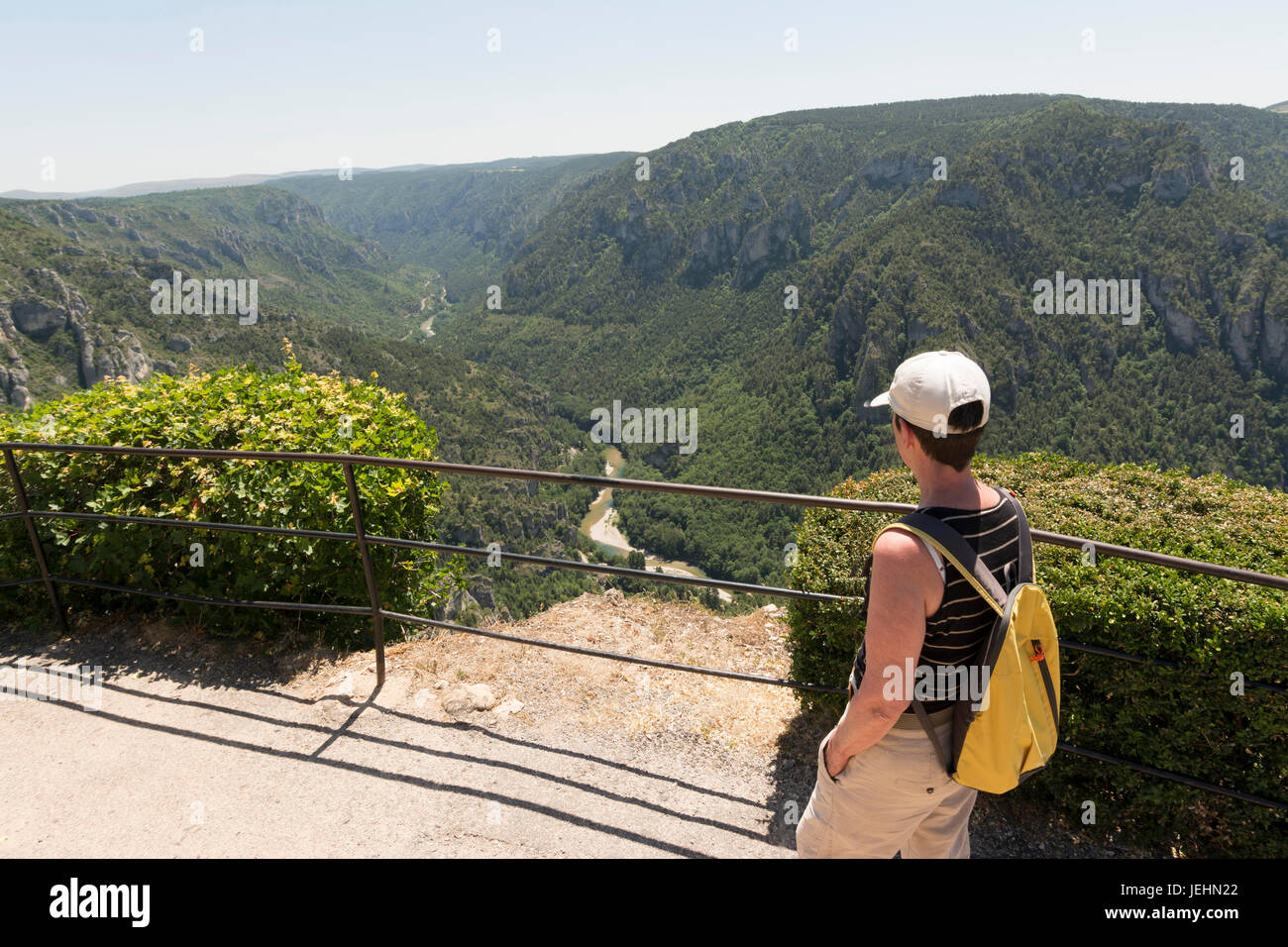 Gorges du Tarn vista dal punto sublime UNESCO - Sito Patrimonio dell'umanità. Grands Causses Parco naturale regionale. Lozere. Occitanie. La Francia. Europa Foto Stock