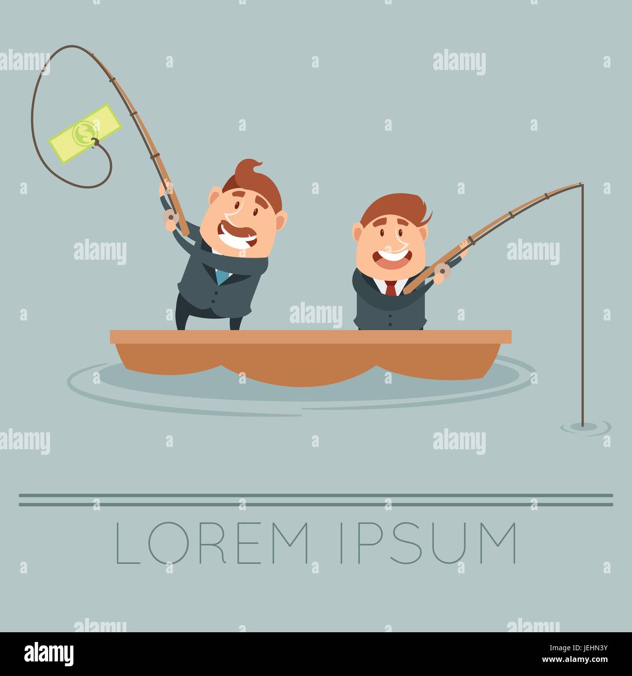 Il concetto di business circa la pesca di denaro Illustrazione Vettoriale