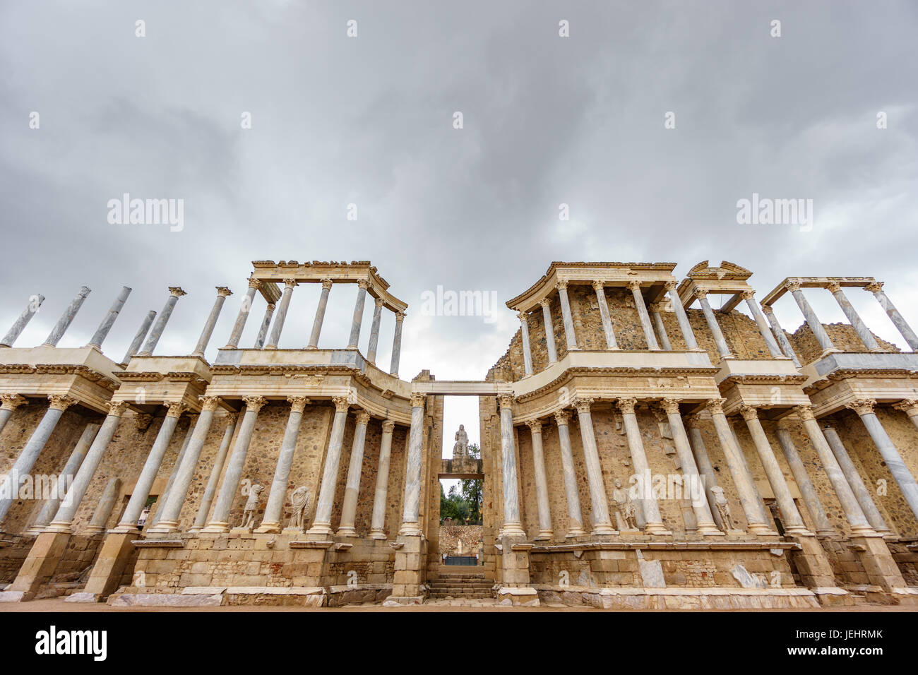 Il teatro romano boccascena di Merida, ultra ampio angolo di visualizzazione Foto Stock