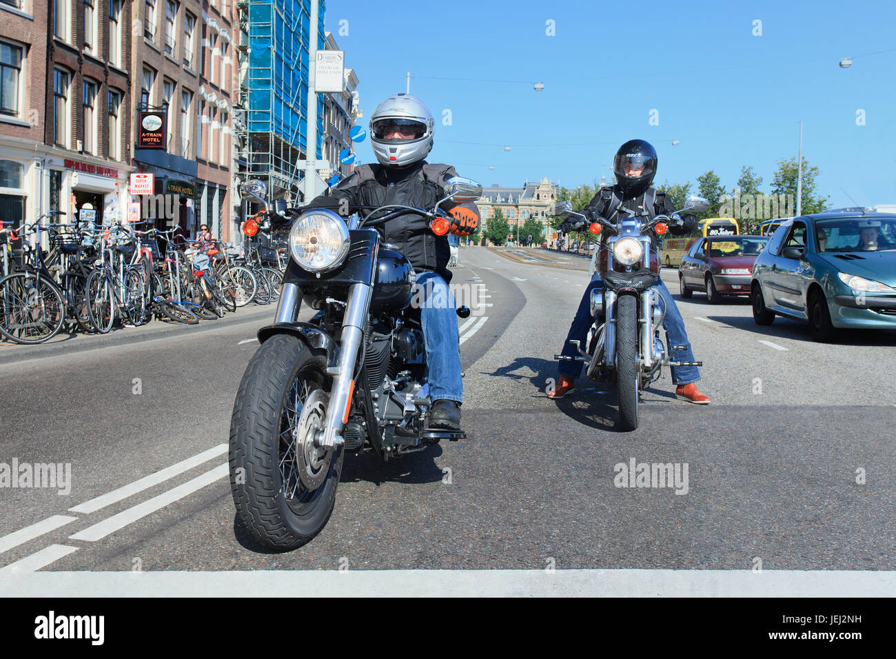 AMSTERDAM-AGO. 19, 2012. Harley Davidson ad Amsterdam. L'azienda vende motociclette pesanti (oltre 750 cc) dotate di motori V-twin. Foto Stock