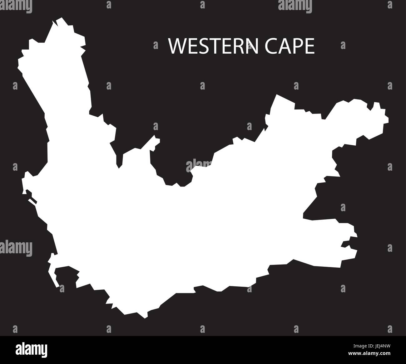 Western Cape del Sud Africa mappa black invertito illustrazione silhouette Illustrazione Vettoriale