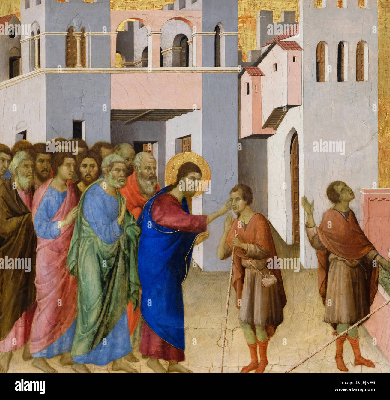 Gesù apre gli occhi di un uomo cieco dalla nascita - Duccio di Buoninsegna, 1311 Foto Stock