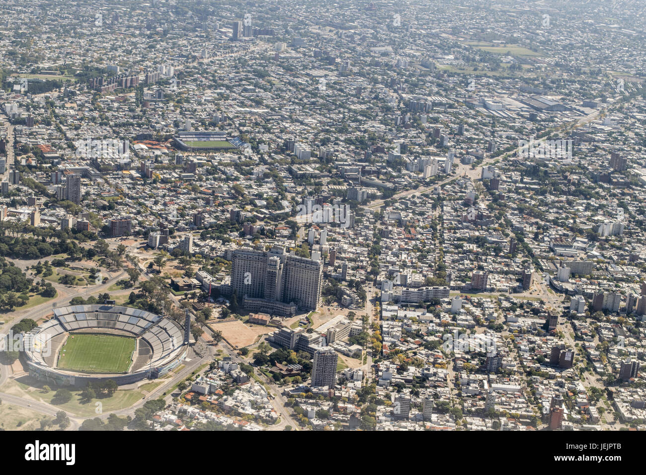 Vista aerea di Montevideo dal piano di vetro Foto Stock