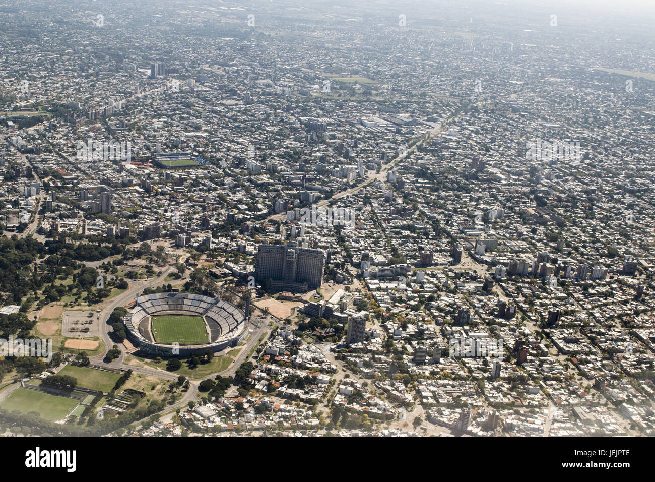 Vista aerea di Montevideo dal piano di vetro Foto Stock