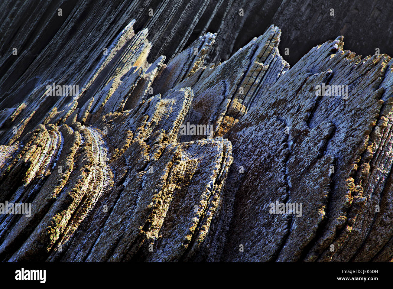 Flysch, Zumaia beach, Paesi Baschi Foto Stock