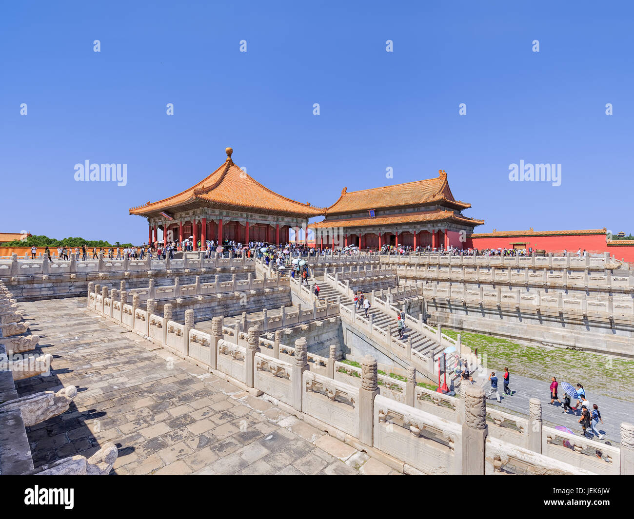 PECHINO-28 AGOSTO 2016. Vista sul maestoso padiglione, il Museo del Palazzo (Città Proibita), patrimonio dell'umanità dell'UNESCO (1987) Foto Stock