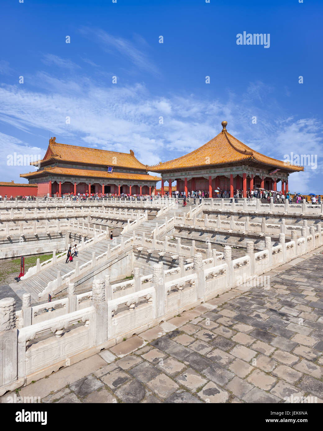 Vista sul maestoso pavilion, Palace Museum (Forbidden City), Pechino, Cina Foto Stock