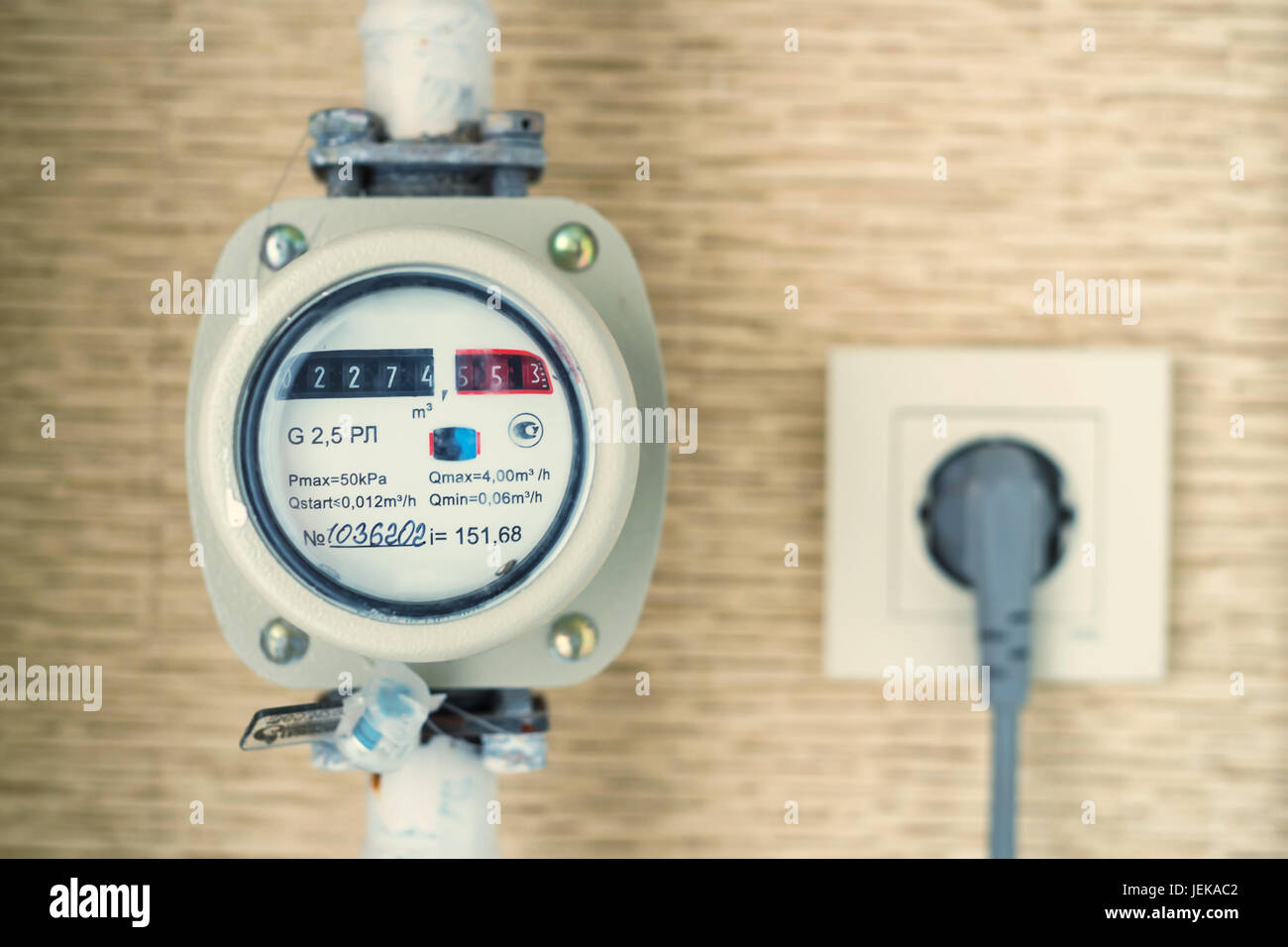 Close up moderno misuratore di gas in ambienti chiusi Foto Stock