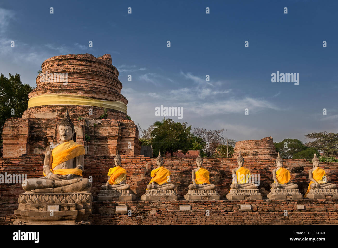 Wat Yai Chai Mongkhon tempio, Ayutthaya, Thailandia Foto Stock