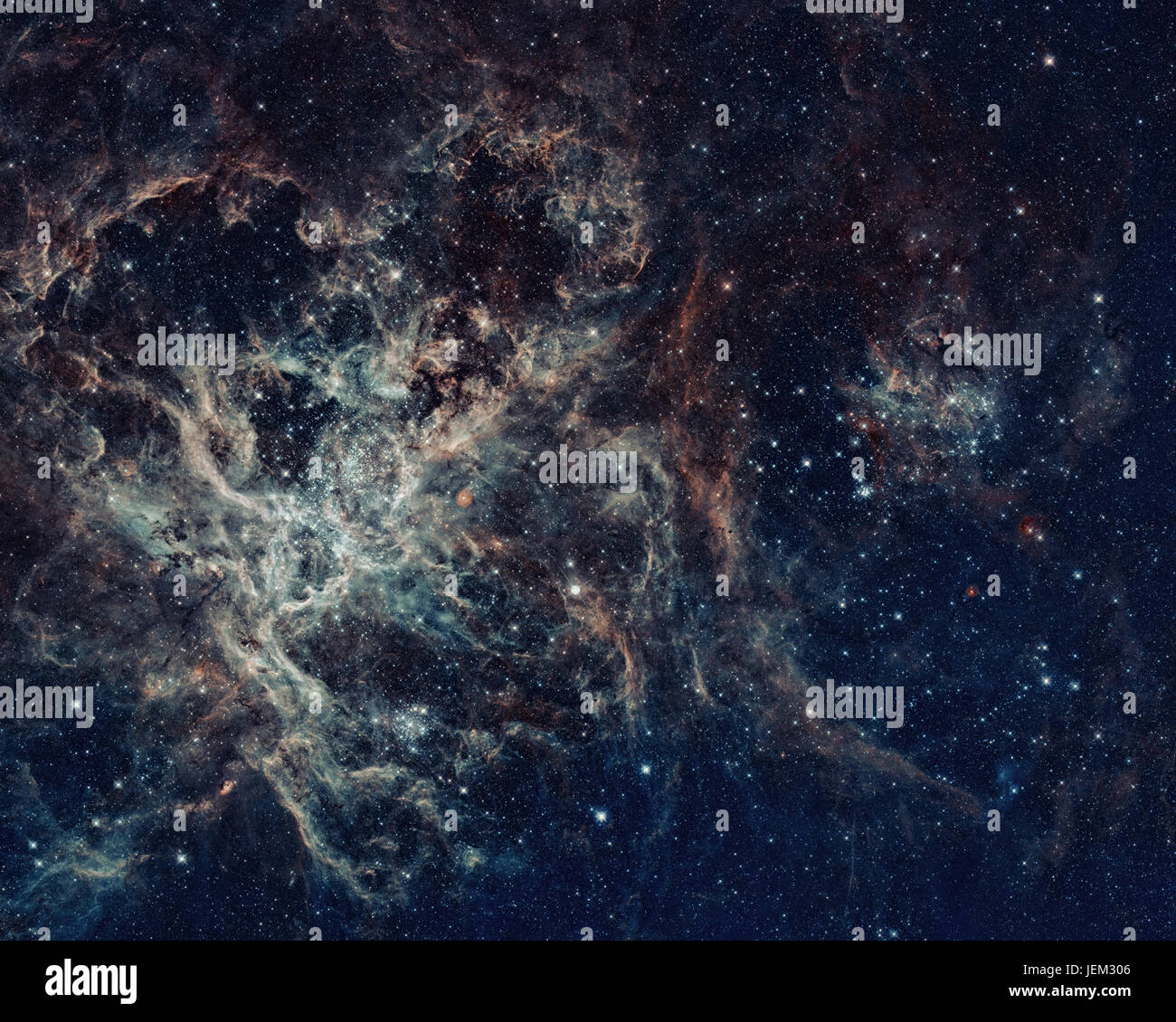 Regione Star-Forming nel super star cluster chiamato R136. Il Tarantula Nebula o 30 Doradus è un H II nella regione della grande Magellanic Cloud. Elemento Foto Stock