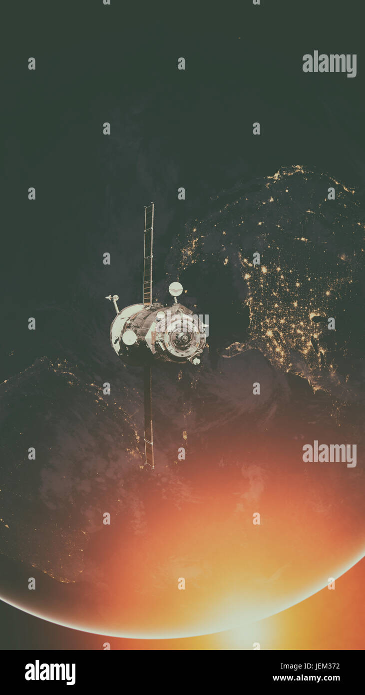 Il progresso di veicolo spaziale in orbita attorno alla terra. Gli elementi di questa immagine fornita dalla NASA. Foto Stock