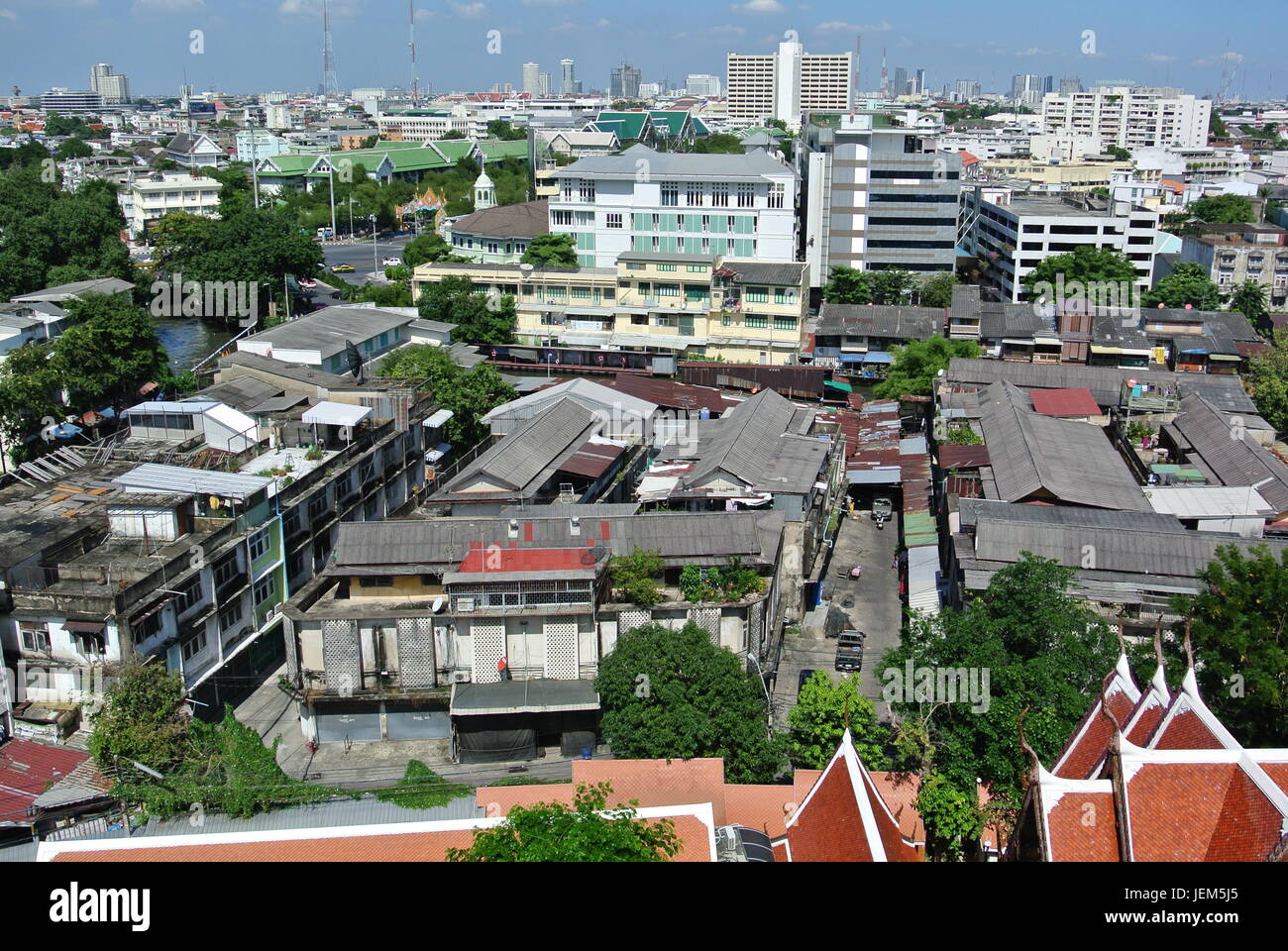 Panorama di Bangkok da Wat Saket Foto Stock