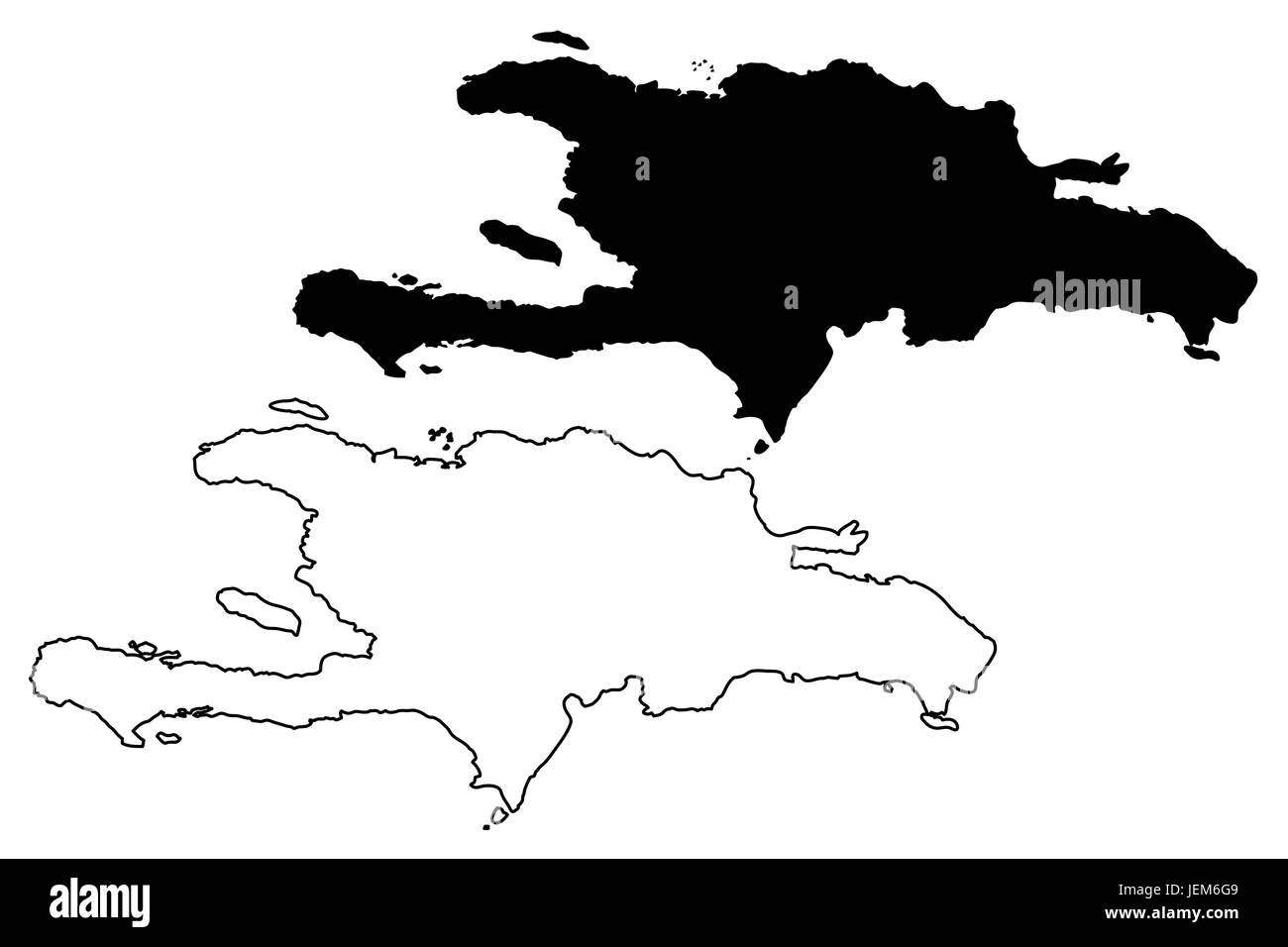 Mappa di Hispaniola illustrazione vettoriale, scribble schizzo Hispaniola Illustrazione Vettoriale