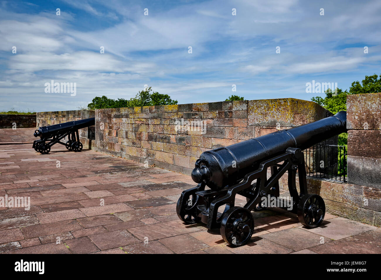 Il cannone, Carlisle Castle, Carlisle, Cumbria, England, Regno Unito Foto Stock