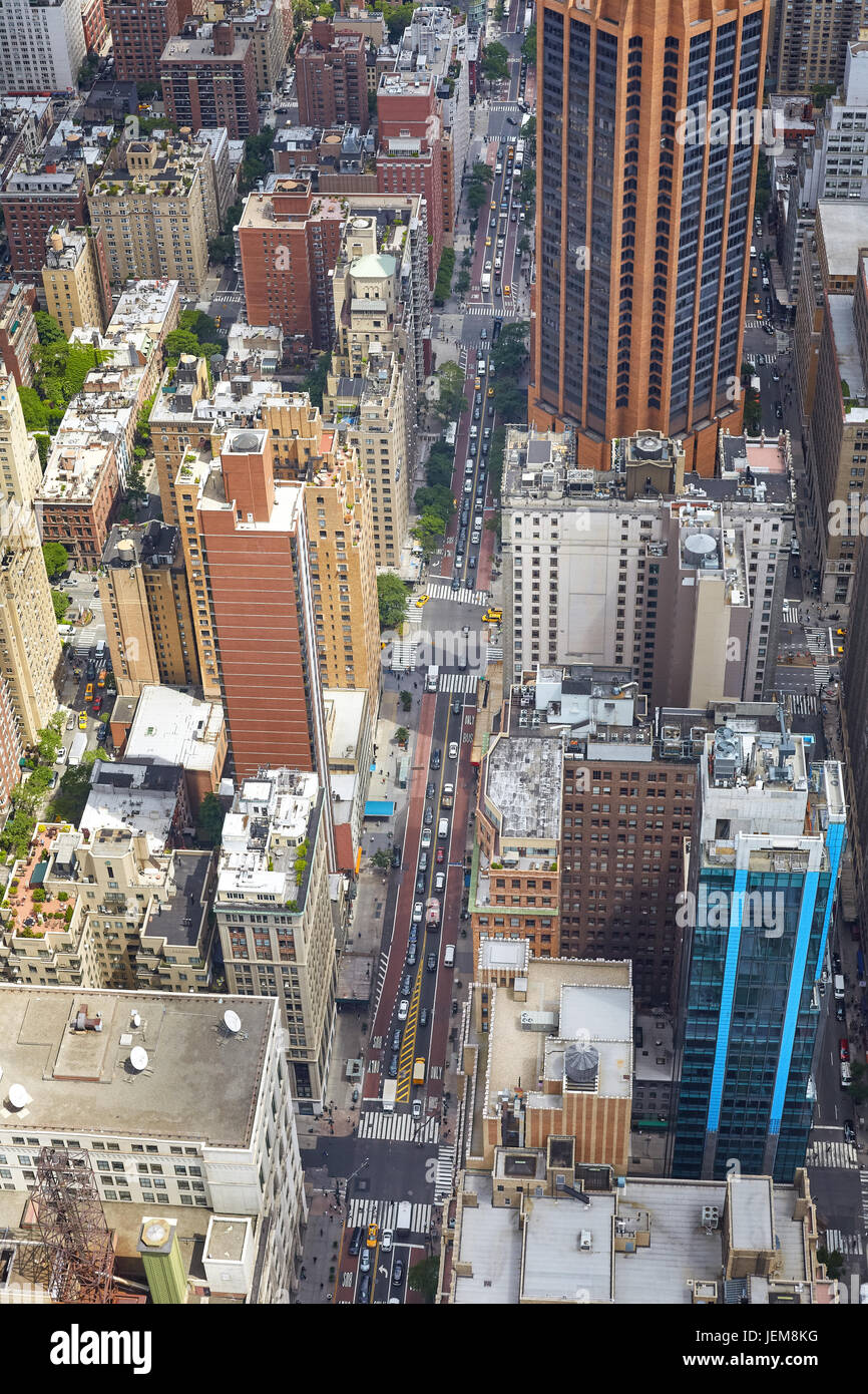 Fotografia aerea di affollata Manhattan, New York City, Stati Uniti d'America. Foto Stock