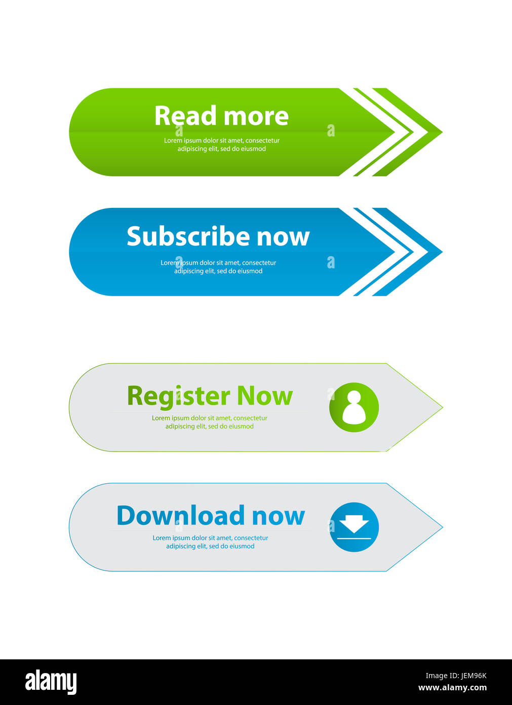 Speciale sito web pulsanti,registrarsi,download,join banner pubblicitario Foto Stock