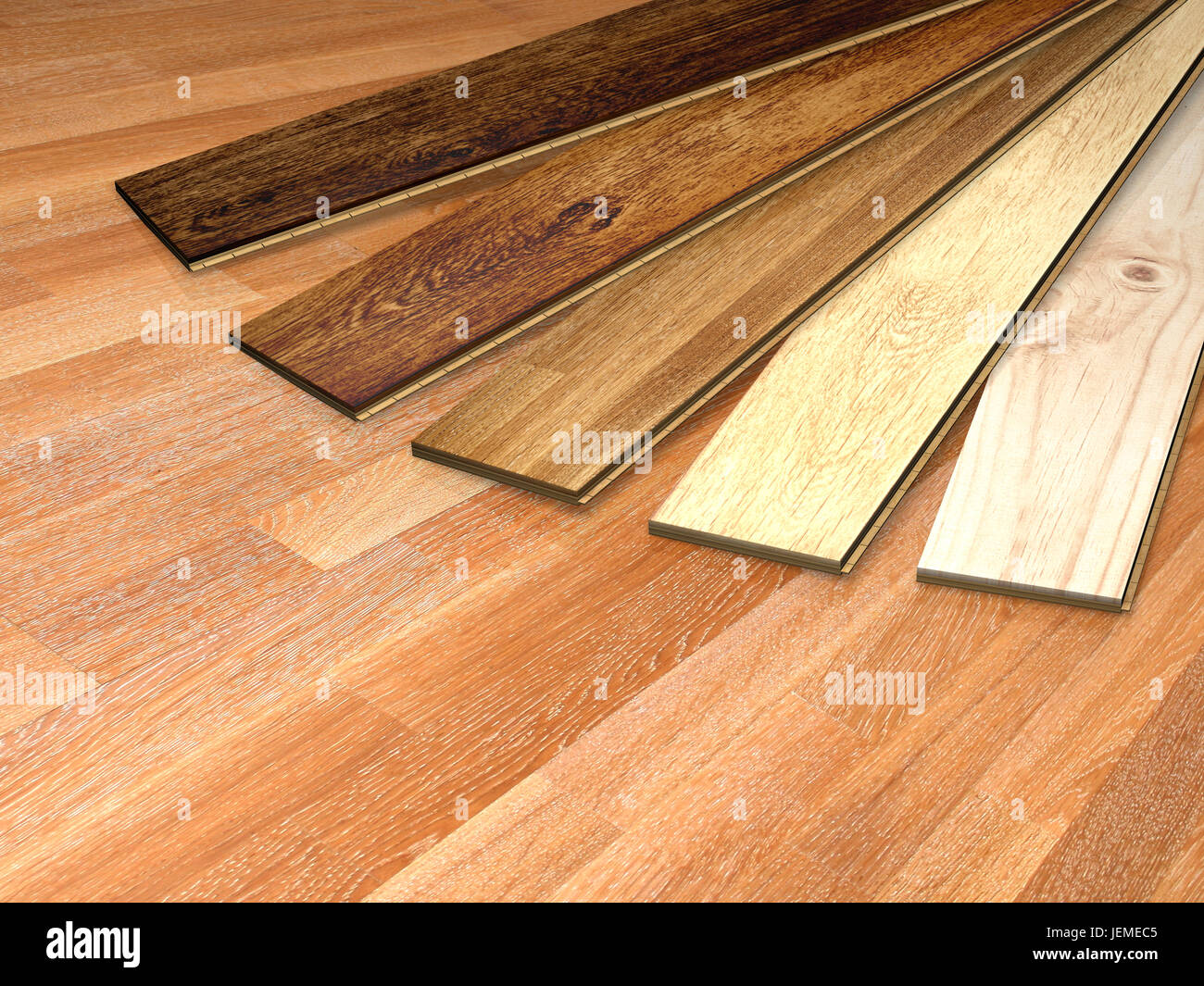 Nuove tavole di parquet di quercia di diversi colori su pavimento di ... Pavimento in tavole di legno