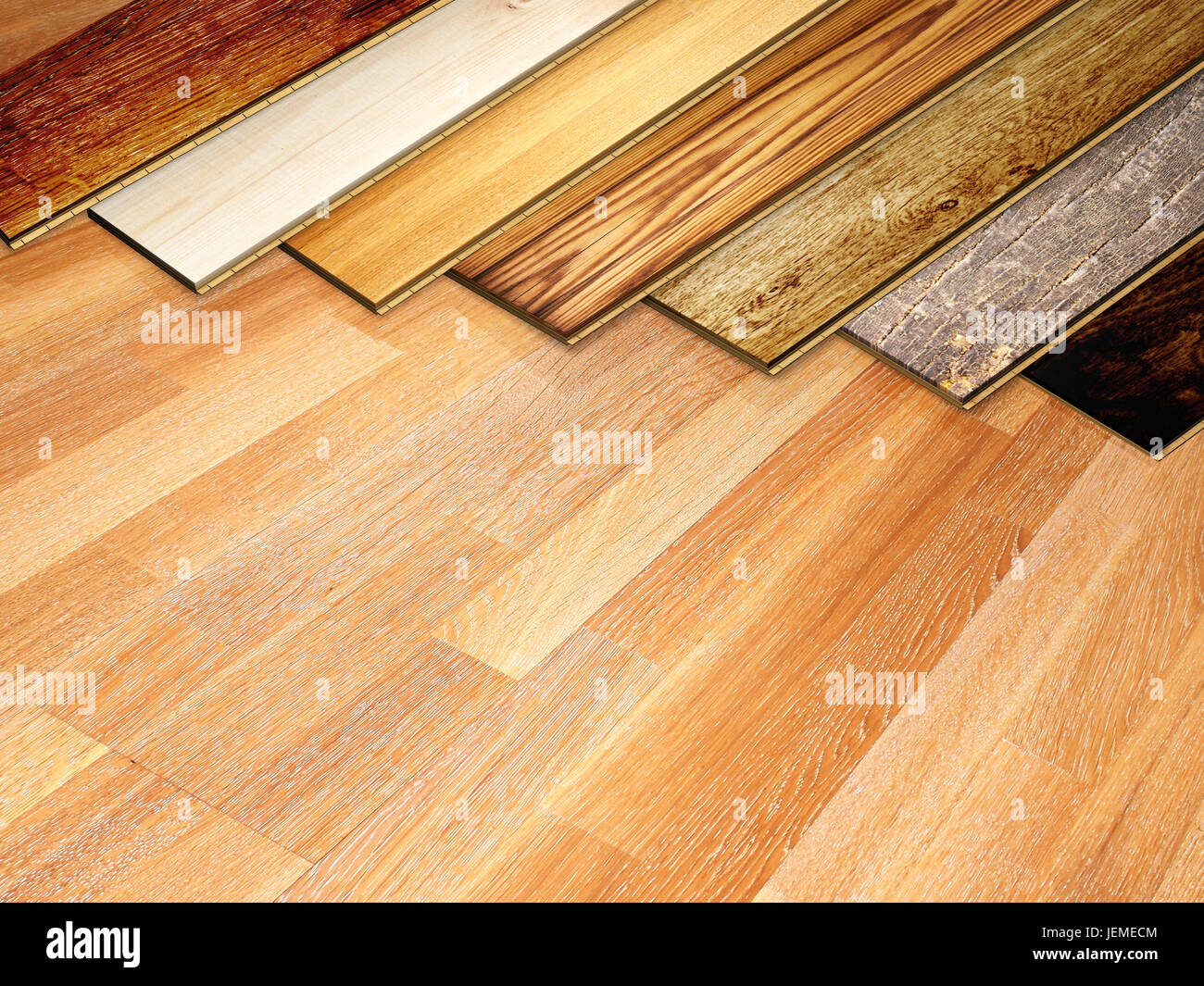 Nuove tavole di parquet di quercia di diversi colori su pavimento di ... Parquet in quercia