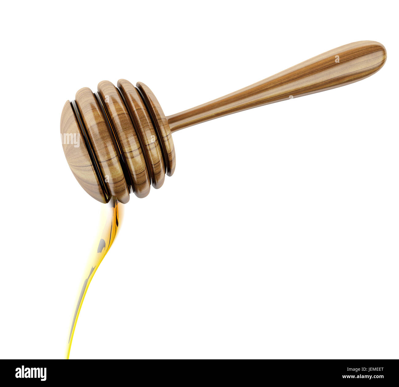 3d'illustrazione. Il miele stick con miele di gocciolamento. Isolato sfondo bianco Foto Stock