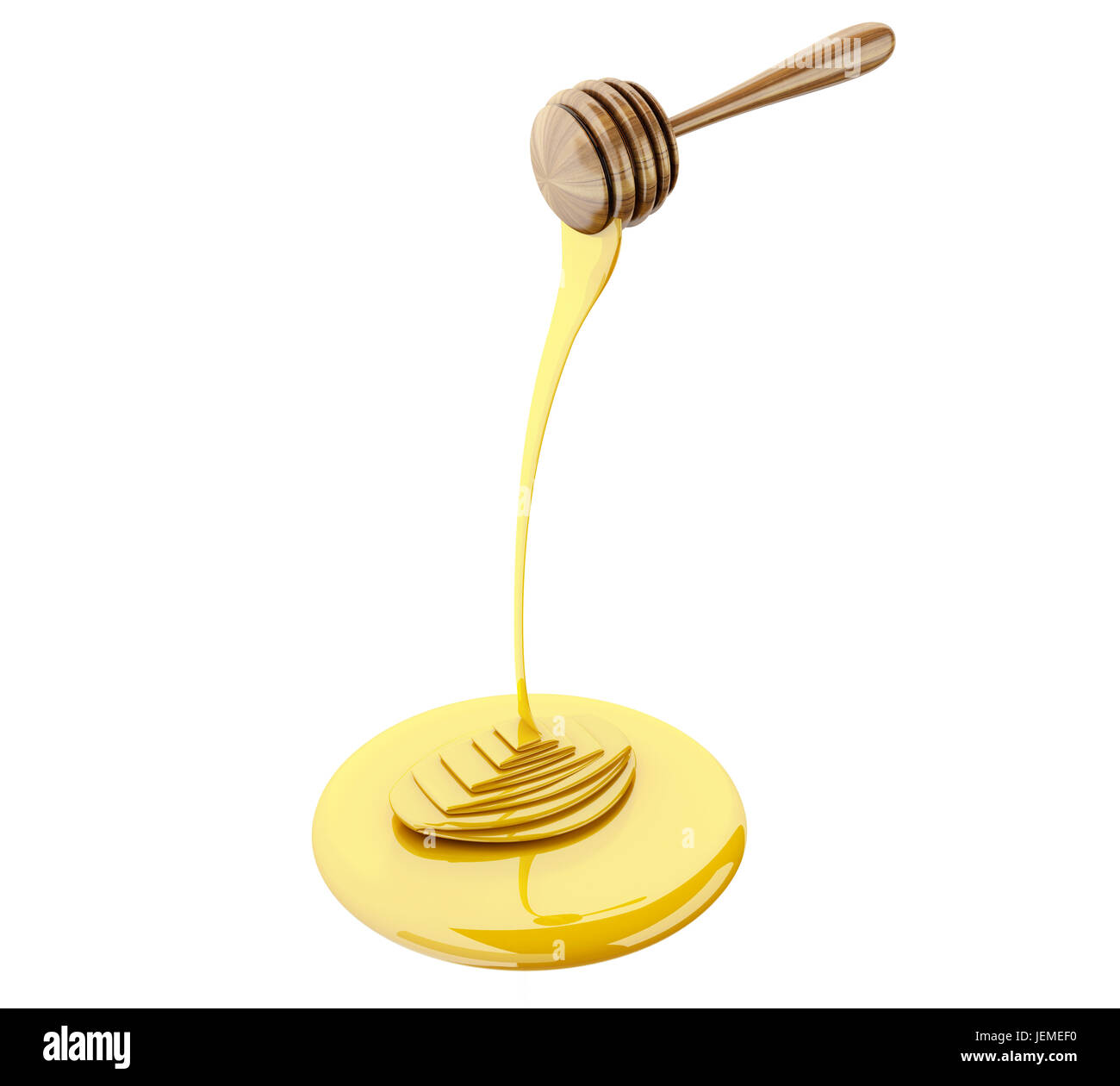 3d'illustrazione. Il miele stick con miele di gocciolamento. Isolato sfondo bianco Foto Stock