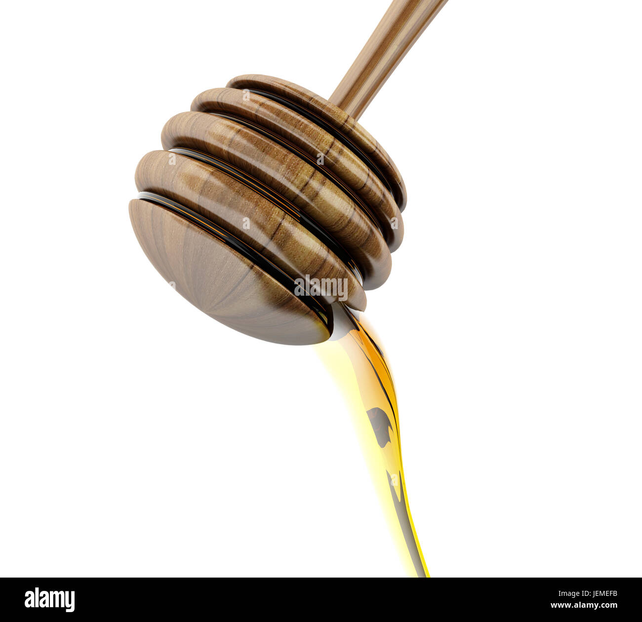 3d'illustrazione. Il miele stick con miele di gocciolamento. Isolato sfondo bianco Foto Stock