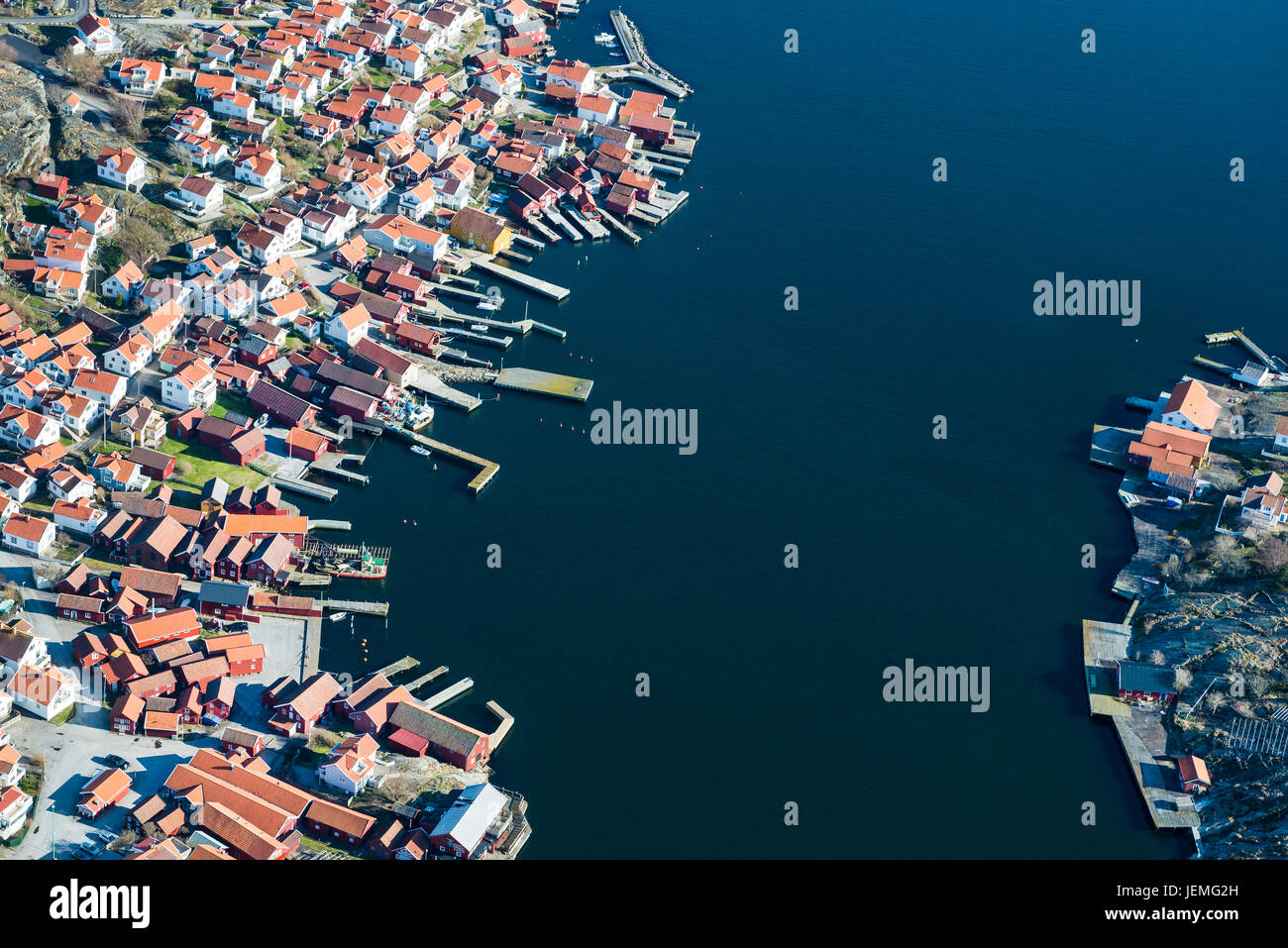 Vista aerea degli edifici in mare Foto Stock