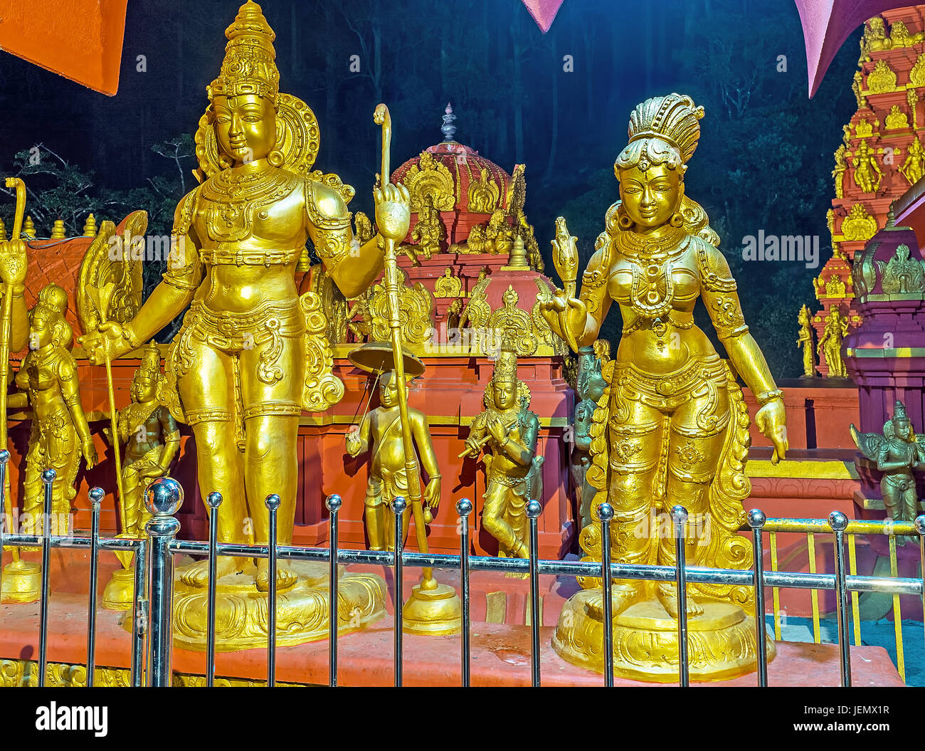 Il santuario di Rama e Seetha situato in facciata di Seetha Amman Tempio di Nuwara Eliya, Sri Lanka. Foto Stock