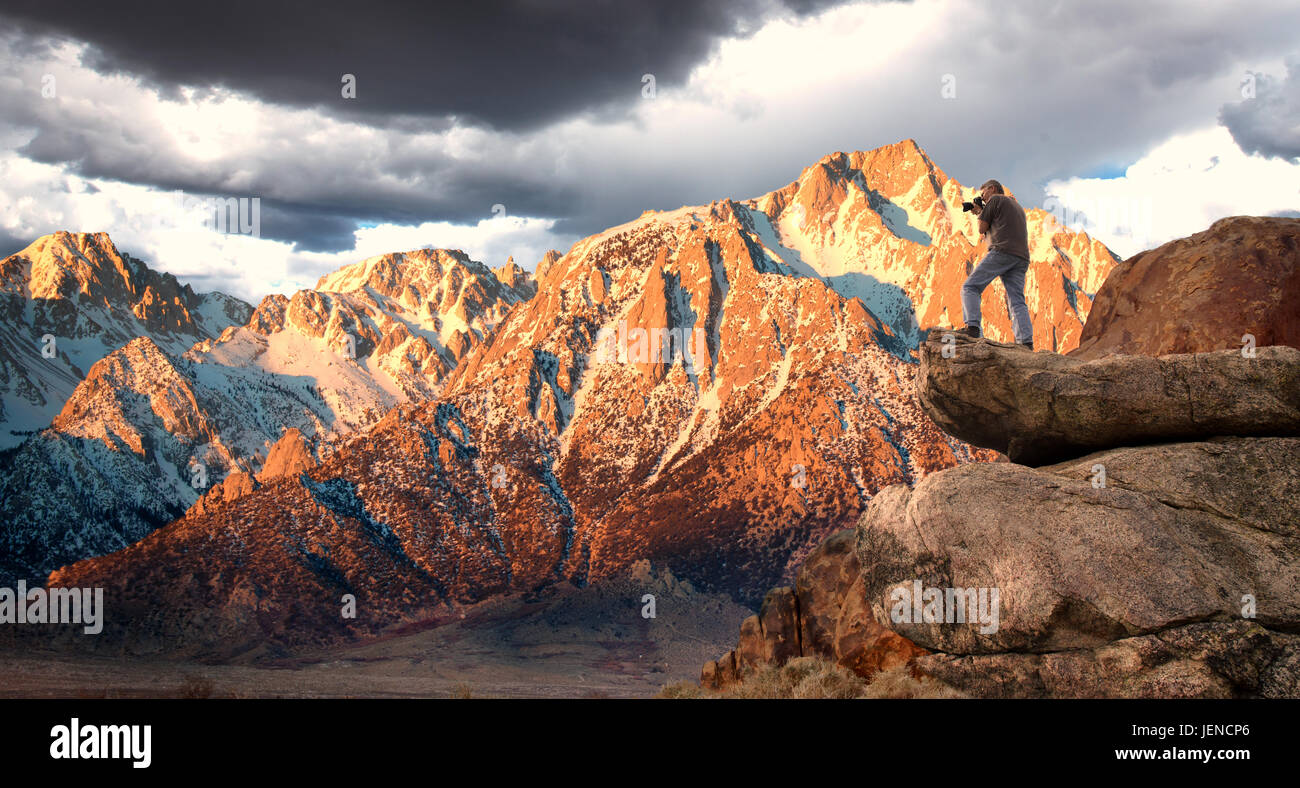 Mount Whitney e Sierra Nevada, California, Stati Uniti Foto Stock
