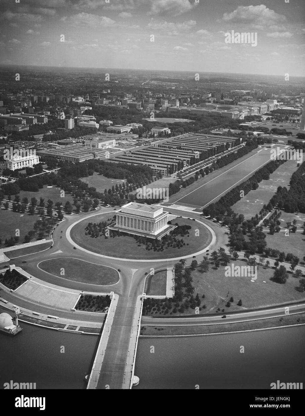 Il Lincoln Memorial, ad alto angolo di visione, Washington DC, USA, Harris & Ewing, 1935 Foto Stock