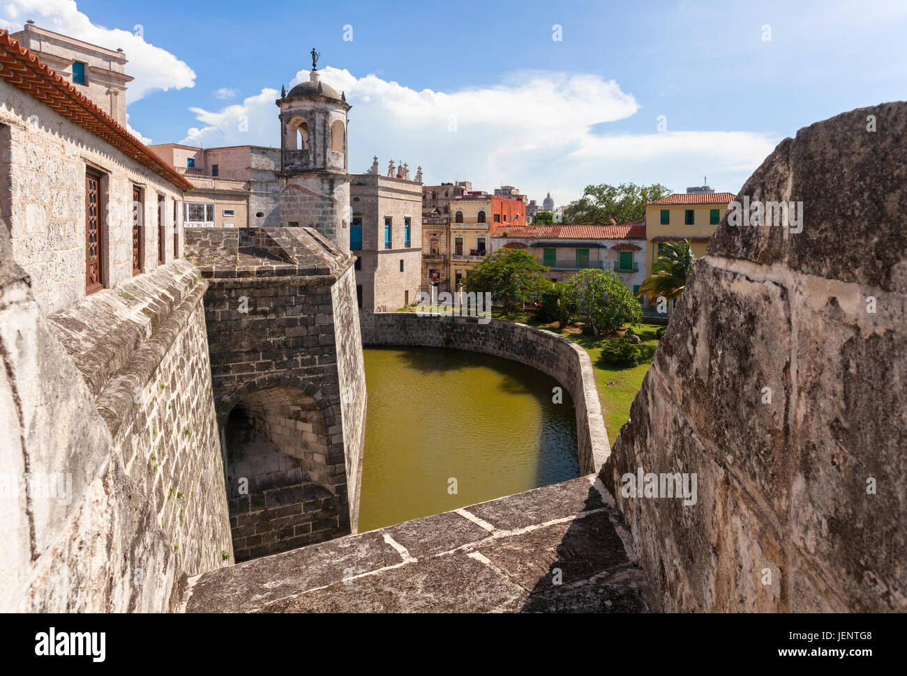 Una vista esterna del Castillo de la Real Fuerza o castello della forza reale a l'Avana, Cuba. Foto Stock