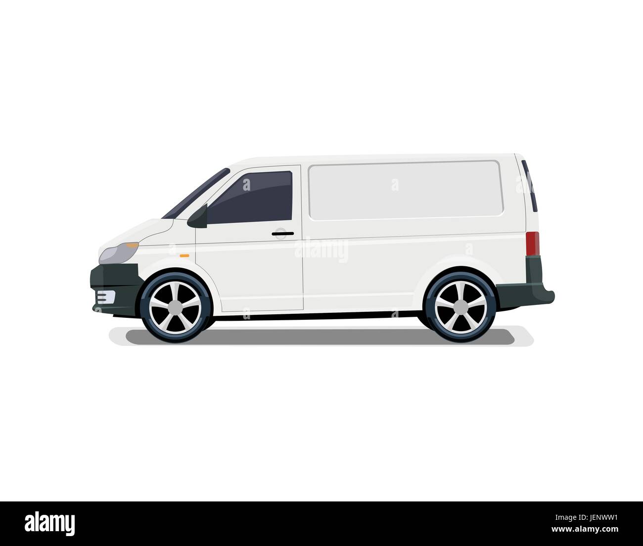 Il minivan cargo. Vista laterale. Disegno volumetrico senza una maglia e un gradiente. Isolato. illustrazione. Illustrazione Vettoriale