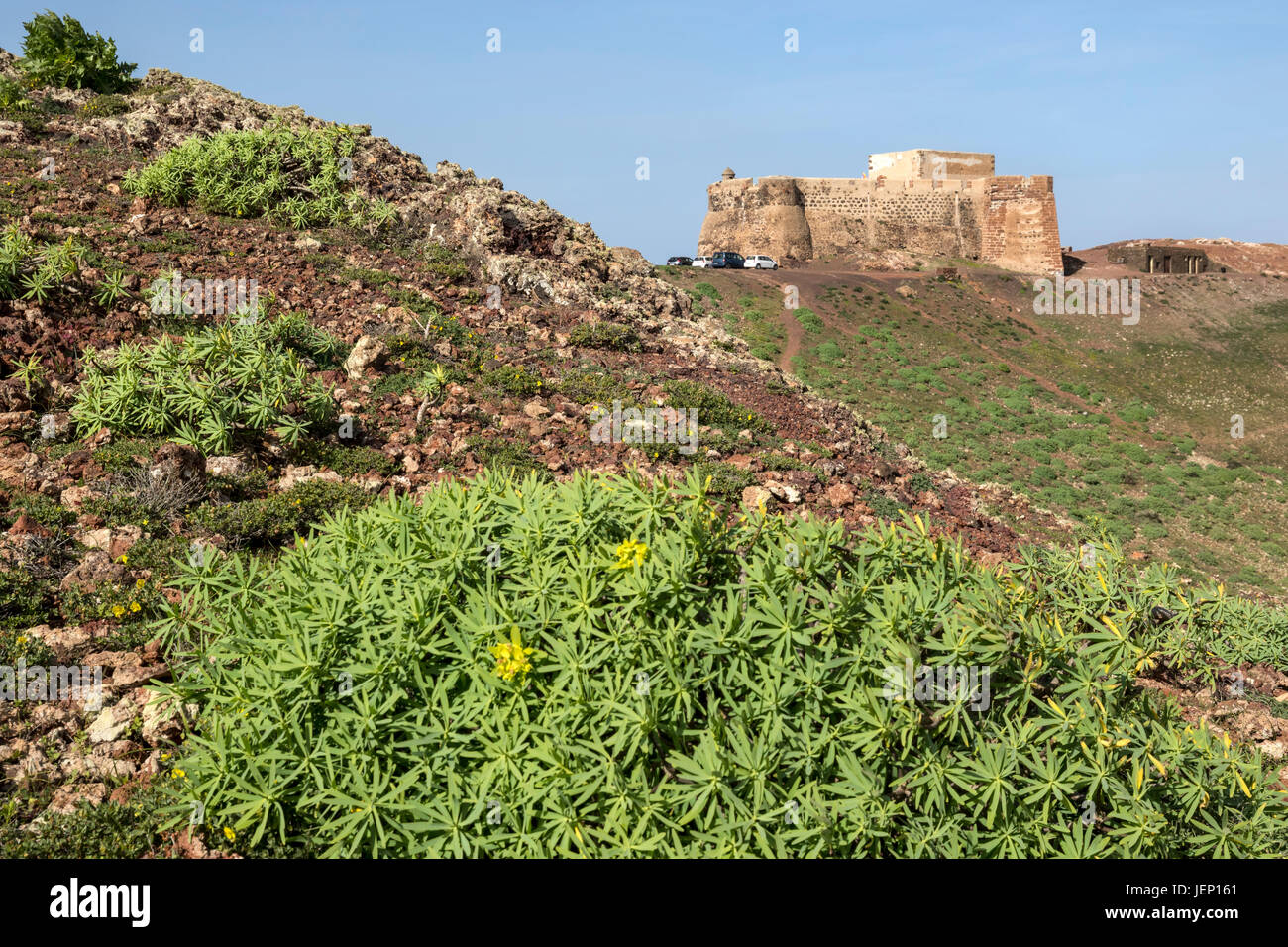 Santa Bárbara Castle byTeguise Foto Stock
