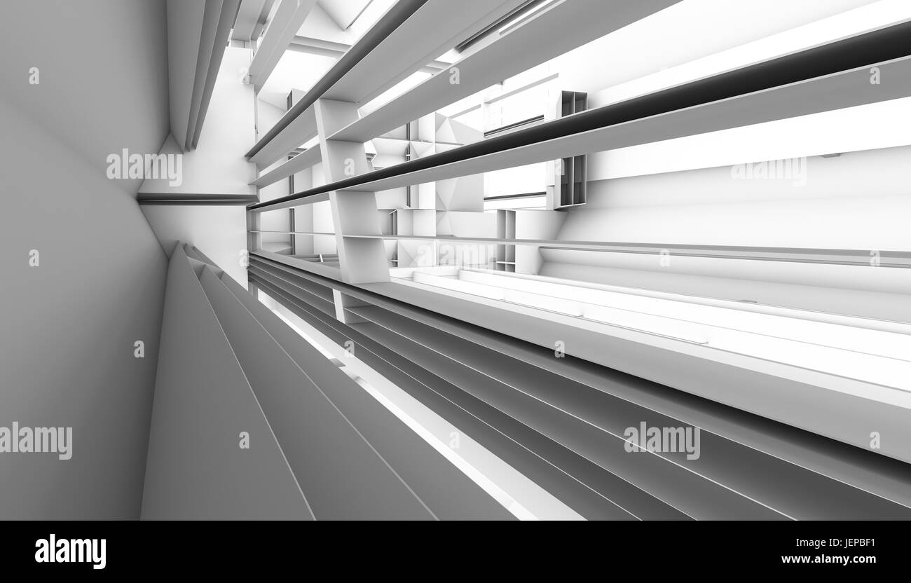 Luce abstract architettura moderna dello sfondo. Il rendering 3d. 3d illustrazione Foto Stock