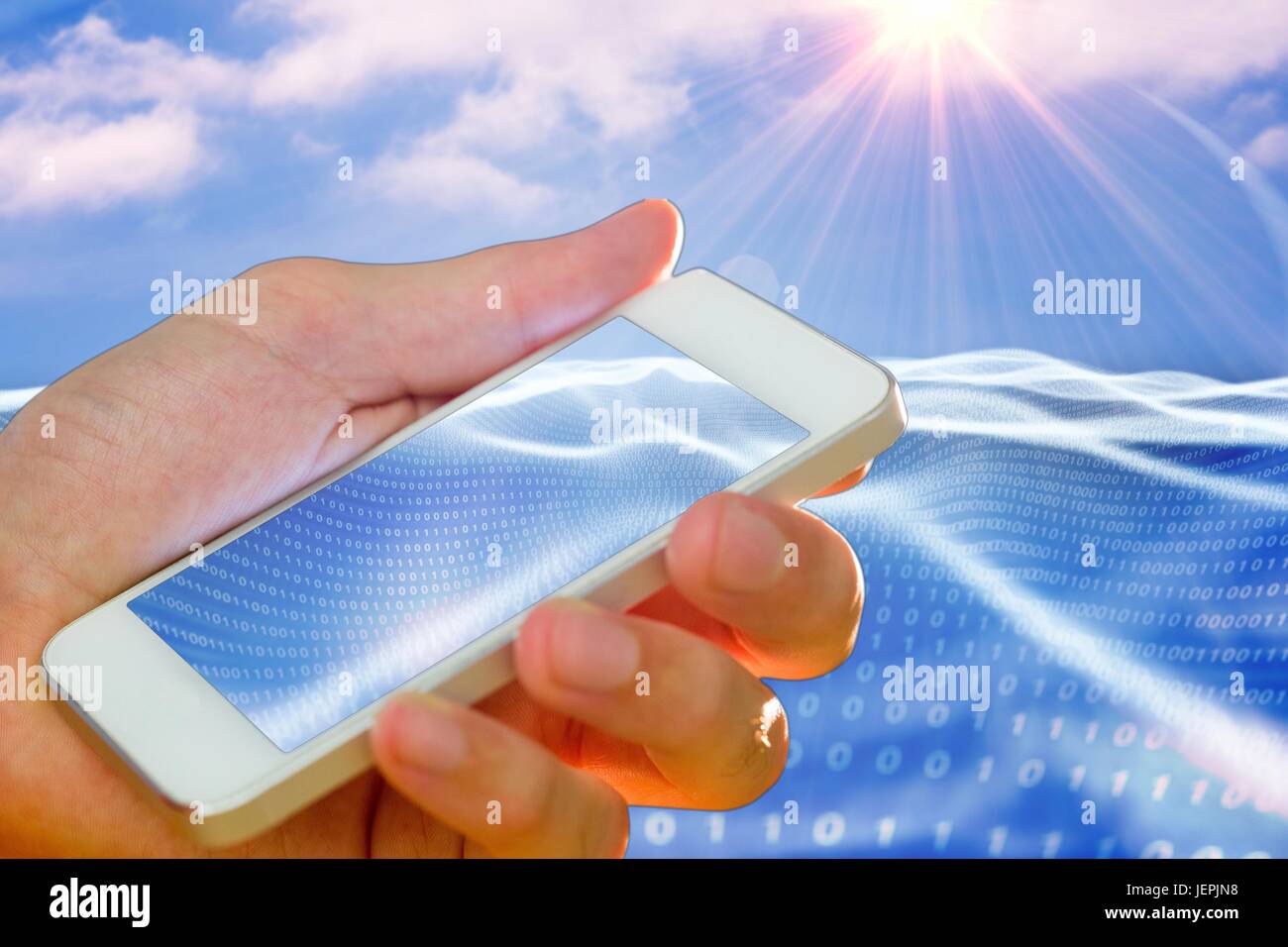Mano azienda smartphone Foto Stock