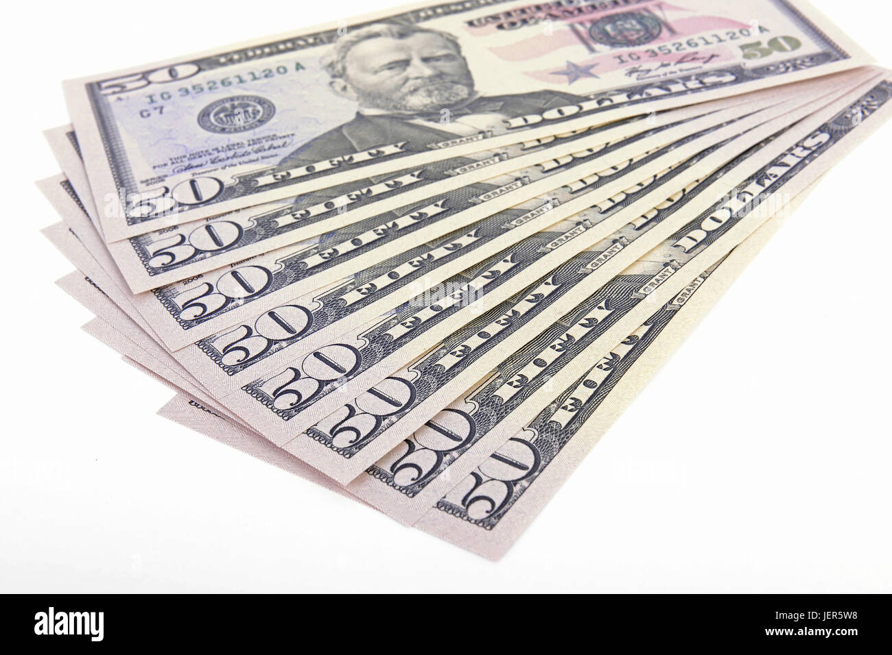 Diversi 50 dollar notes, campi ventaglio, Mehrere 50 Dollarscheine , Fächer, aufgefächert Foto Stock