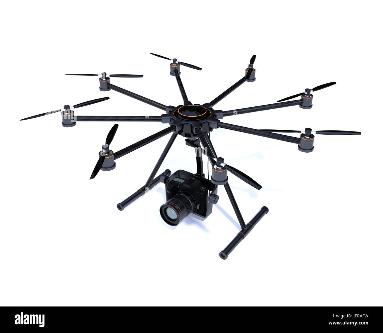 Octocopter isolati su sfondo bianco. 3D rendering immagine Foto Stock