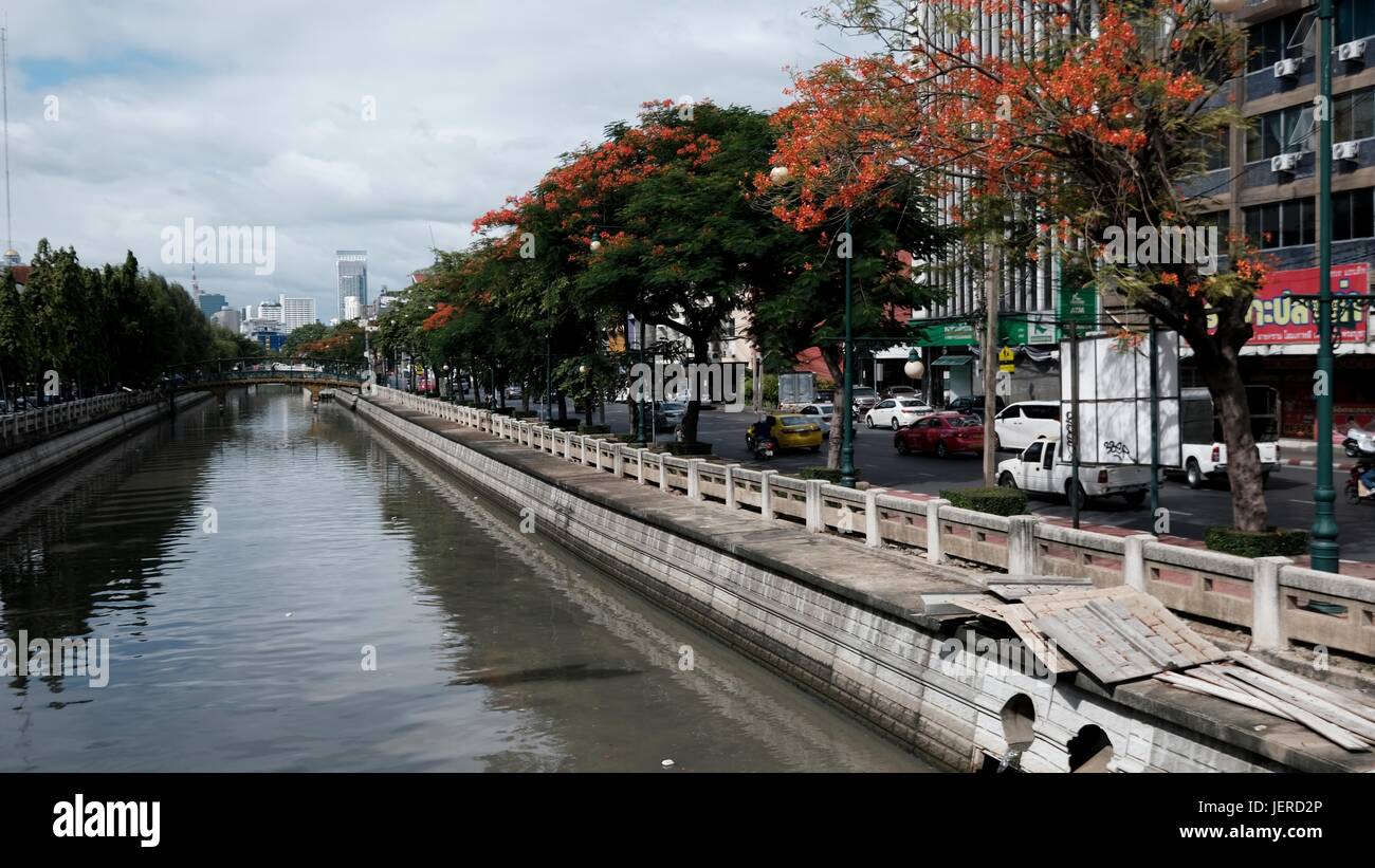 Krungkasem Phadung Canal Venezia di Asia per via navigabile a Bangkok in Tailandia del sud-est asiatico Foto Stock