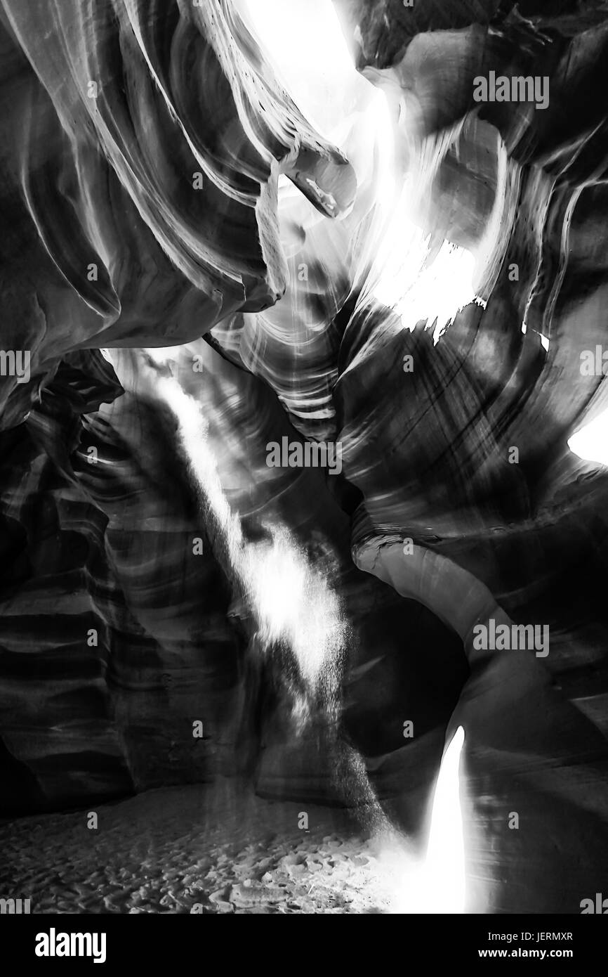 A Antelope Canyon, Stati Uniti d'America in bianco e nero Foto Stock