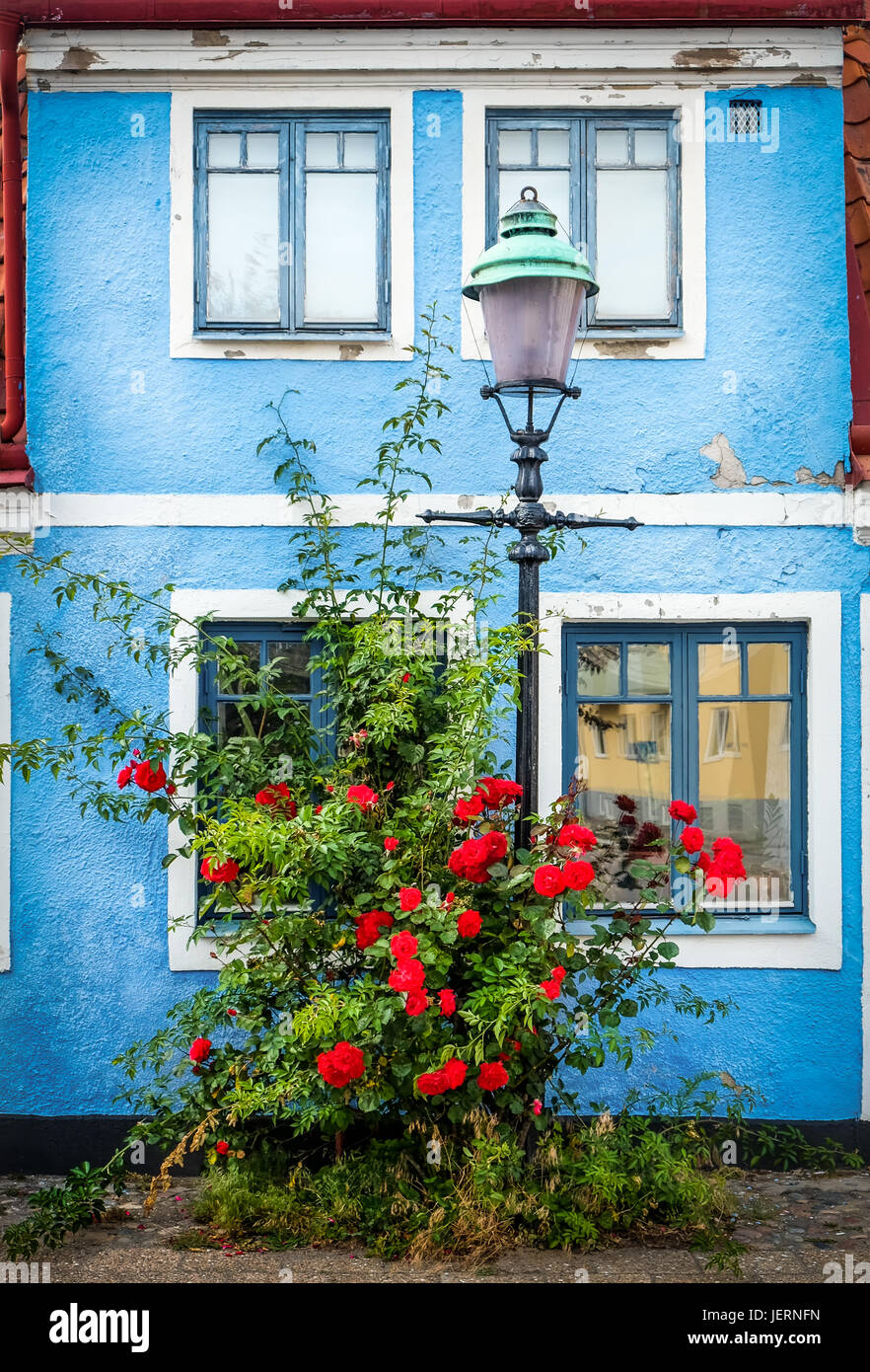 YSTAD, Svezia - 28 luglio 2015: casa colorati al giorno di estate nel villaggio idilliaco Ystad, Svezia Foto Stock