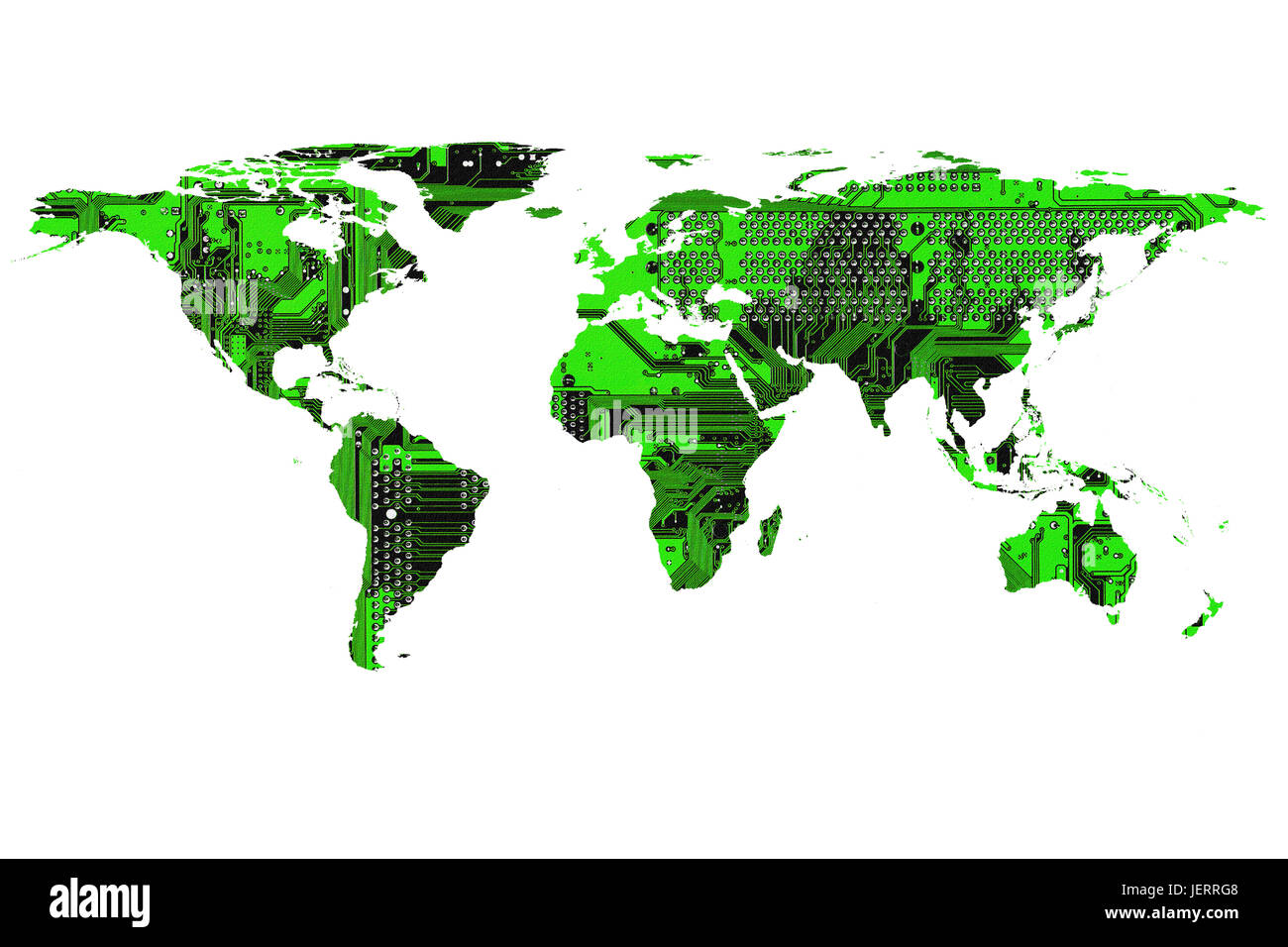Immagine concettuale della mappa piatta del mondo e il computer. La NASA mappa piatta del mondo immagine utilizzata per arredare questa immagine. Foto Stock